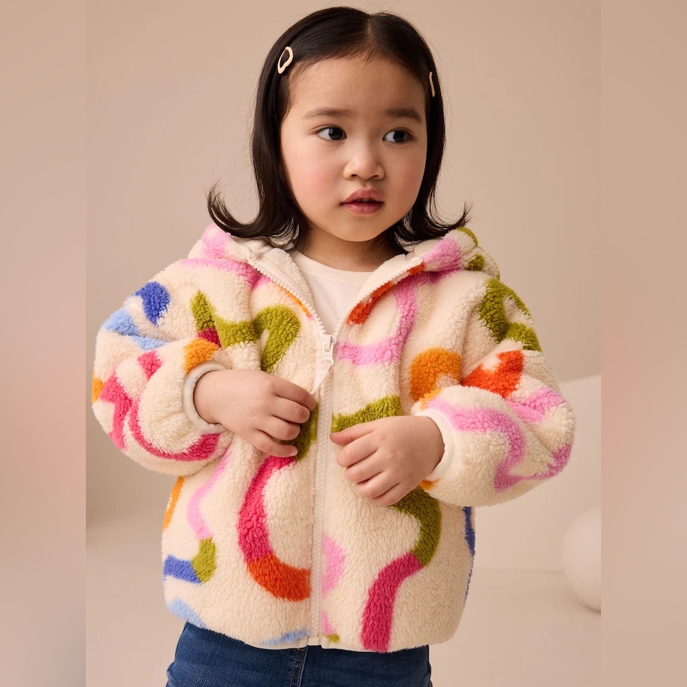 Cream Rainbow Squiggle Zip Through Fleece